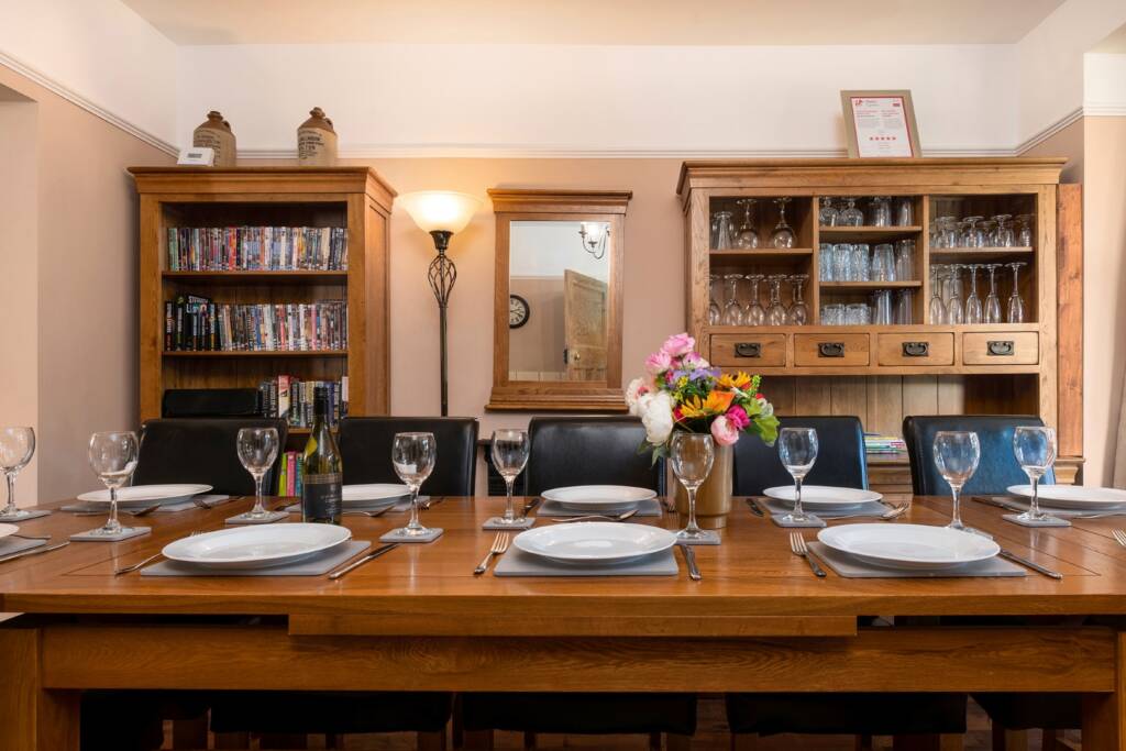 The dining table at Y Gorlan Holiday Home in Snowdonia