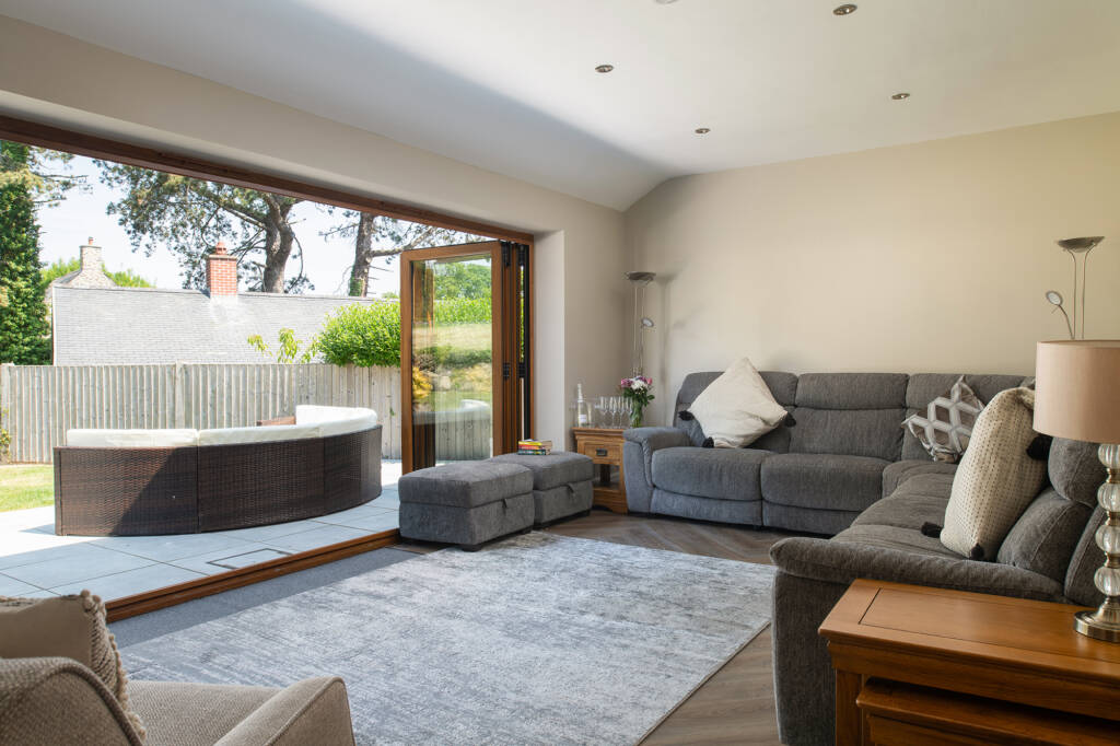 The spacious lounge at Y Gorlan Holiday Home in Snowdonia