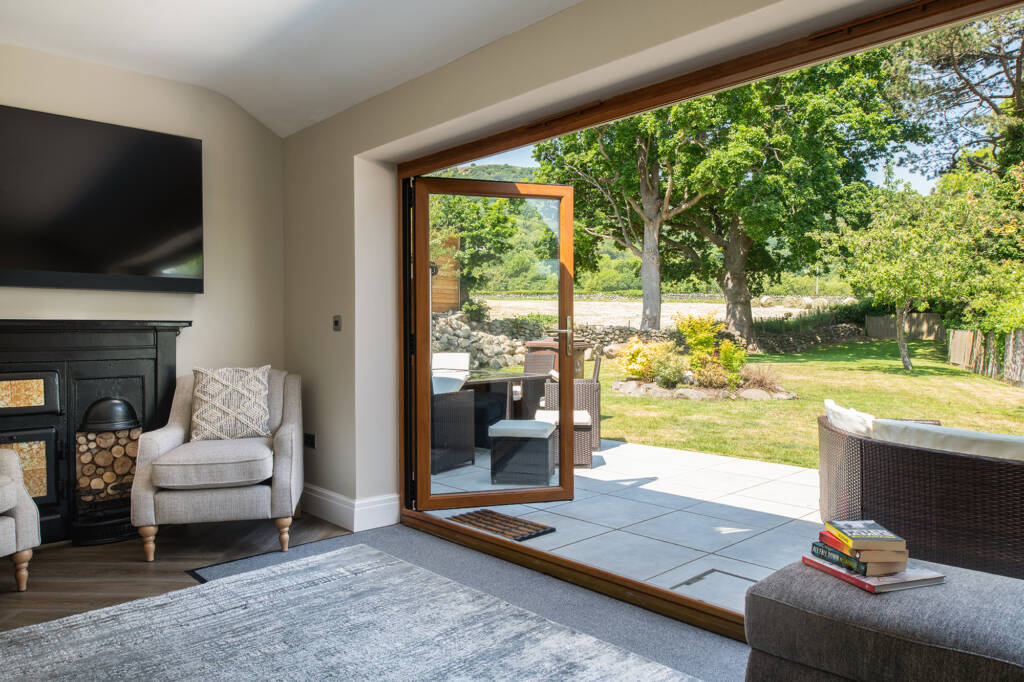 Bi-folding doors at Y Gorlan Holiday Home in Snowdonia